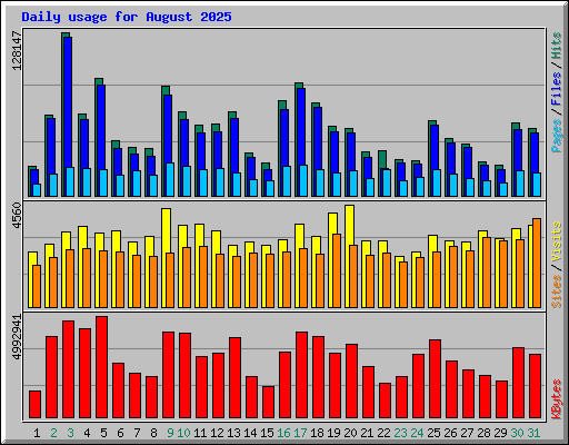 Daily usage for August 2025